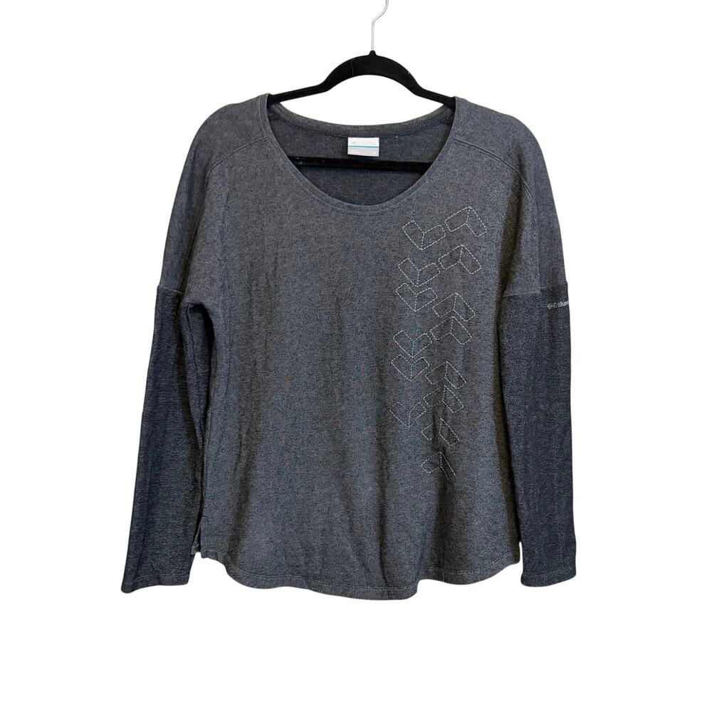 Columbia Sweater M Gray Two-tone Pullover Chevron Normcore Cozy Outdoor Gorpcore